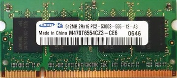 SAMSUNG 512MB 2Rx16 PC2-5300S-555-12-A3 DDR2 RAM 2