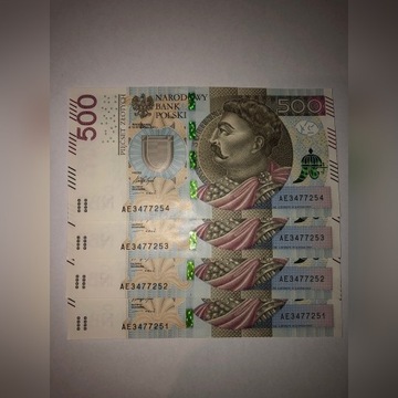 Banknoty 500zł kolekcjonerski stan