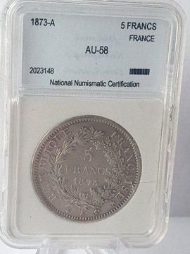 Francja 5 Franków 1873 A 