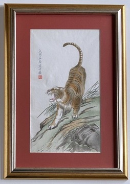 Tygrys, chiński drzeworyt, Qi Baishi (1864-1957)
