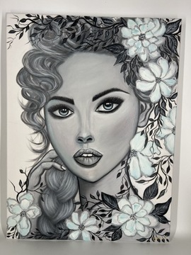 Obraz duży akrylowy na płótnie kobieta kwiaty