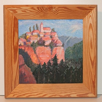 Obraz  Góry Zamek na skale olej 