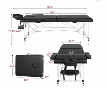 Stół łóżko do masażu 2 krotnie składany aluminium