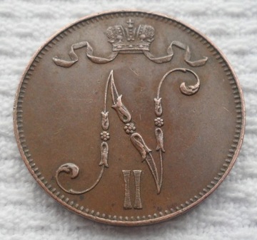 Wlk Księstwo Finlandii Mikołaj II 5 penni 1915