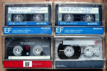 4 kasety magnetofonowe Sony EF90 HF60 Japan Meksyk