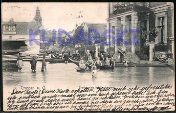 KROSNO ODRZAŃSKIE Crossen Trockenplatz Powódź 1910