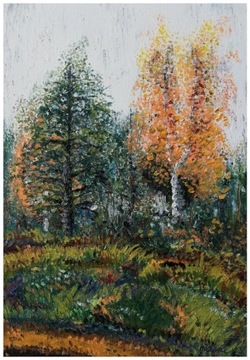 Obraz Jesienna Impresja pastele olejne 21x30cm 
