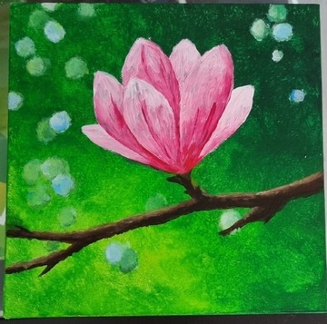 Obraz magnolia farby akrylowe