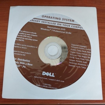 Nowy Windows 7 Pro 32 Bit DVD dedykowany DELL
