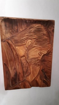 Jezus, płaskorzeżba w drewnie, 21x31 cm