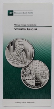 Folder 10 zł 2020- Stanisław Grabski - Ekonomiści 