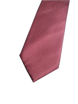 Elegancki jedwabny bordowy krawat w białe kropki