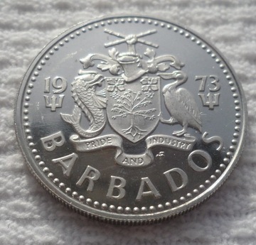 Barbados Elżbieta II 25 centów 1973 Stan Proof