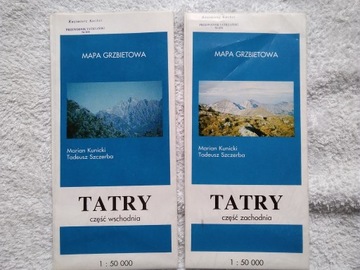 Tatry mapa grzbietowa część wschodnia i zachodnia