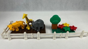 Lego Duplo mini zoo żyrafa słoń lew kwiatki