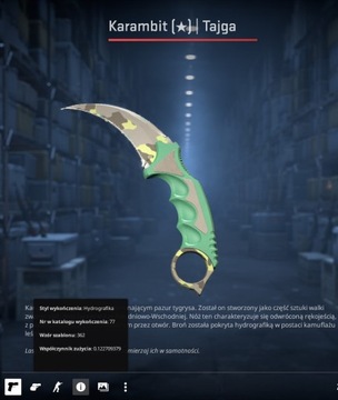 Nóż Karambit Tajga MW CS GO