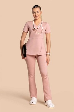 Scrubs4women jasnoróżowy S/ M bluza medyczna spodnie medyczne