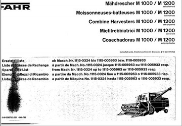 Katalog części deutz fahr M 1000, M 1200
