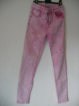 Spodnie jeans róż marmurek 158 cm RESERVED