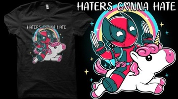 T-shirt Męski Haters Gonna Hate Deadpool & Unicorn