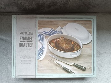 Gęsiarka KitchenCraft Emaliowana brytfanna Living Nostalgia z pokrywką