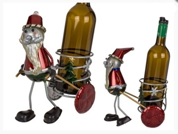 metalowy stojak na wino Św. Mikołaj
