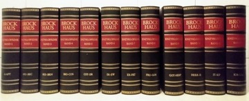 12 tomów Encyklopedia Brockhaus 1986 skórzana 
