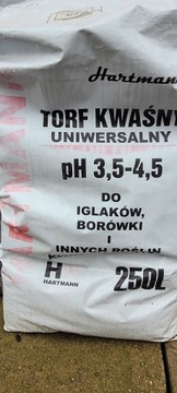 Torf kwaśny pH 3,5-4,5 Hartmann 250l pod borówkę