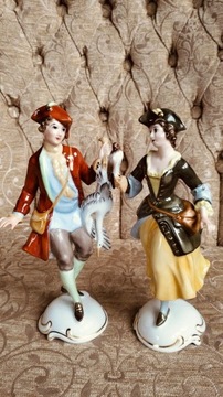 Figurki para myśliwi polowanie rokoko porcelana Rosenthal