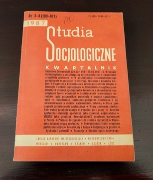 Studia socjologiczne kwartalnik 3-4 (106-107) 1987