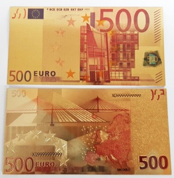 Pozłacany banknot kolekcjonerski 500 Euro