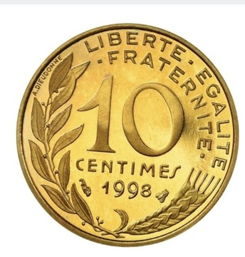 Moneta, Francja, Marianne, 10 Centimes, 1998, Pari