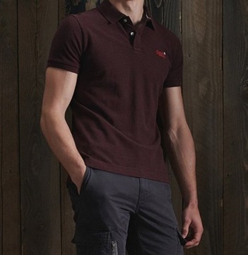 SUPERDRY MUSCLE 275zł bordo slim fit POLO M/L 