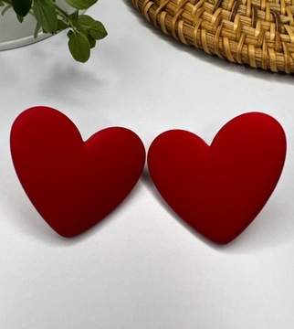 Kolczyki serduszka | czerwone serca | sztyfty