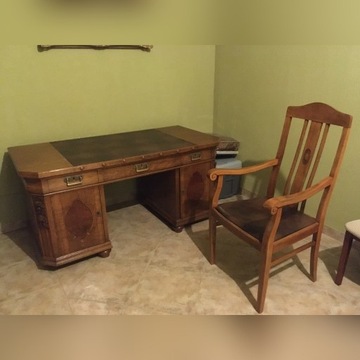 Dębowe biurko i fotel lata XX 