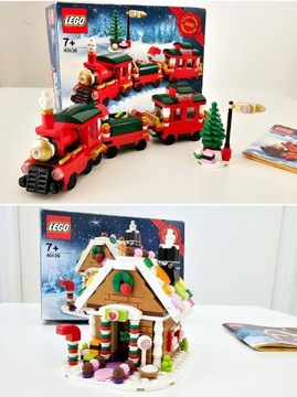 LEGO 40138 40139 Świąteczny pociąg Chatka z pierni