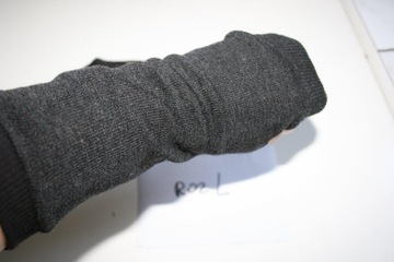 czarne długie rękawiczki bez palców L dzianina