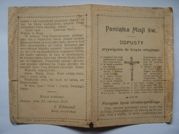 Pamiątka Misji św. Poznań kard. Dalbor 1923 r