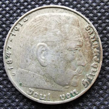 2 marki Hindenburg 1939 D Niemcy III Rzesza Srebro