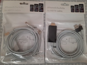 2 x Kabel Lightning iPhone 5/5s/6/6s HDMI HDTV 