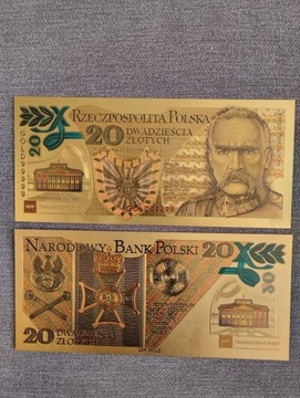 banknot pozłacany JÓZEF PIŁSUDSKI 20 złotych