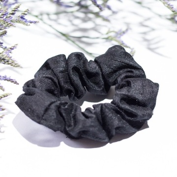 Scrunchie czarne gumki do włosów 100% jedwab