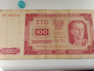 100 zł 1948 powojenny banknot FF3919433