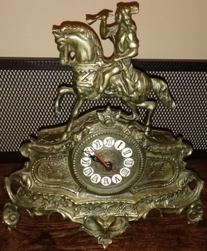 Mosiężny zegar kominkowy stylowy pocztylion