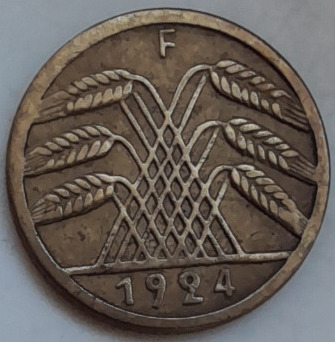 Niemcy Weimar 5 reichsfenigów, 1924 F