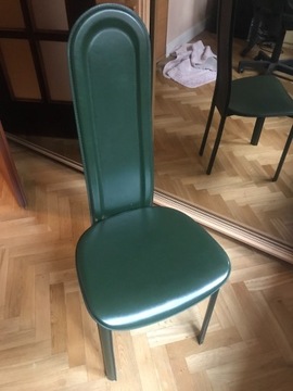 krzesła zestaw 4 sztuki ,skóra naturalna ,zielone