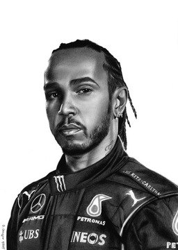 Lewis Hamilton F1 Rysunek portret na zamówienie A4