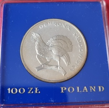 100 zł Głuszec 1980 rok, srebro 625 ,mennicza 
