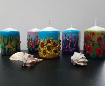 malowane świece, 3 sztuki