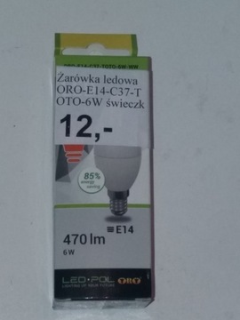 Led-Pol Oro-E14-C37-Toto-6W Barwa Ciepła